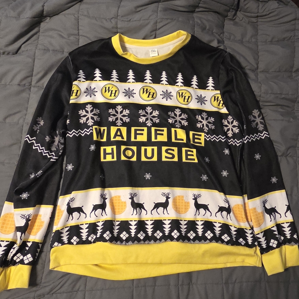 Waffle House Christmas Sweater 2XL Whimsical